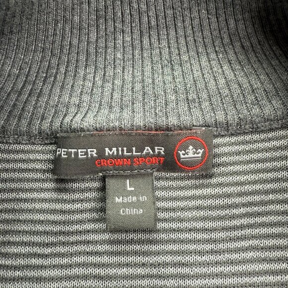 Peter Millar Sweater Gray Mock Neck.  Half Zip.  Zipper. Size Men's Large Cotton - Picture 5 of 11